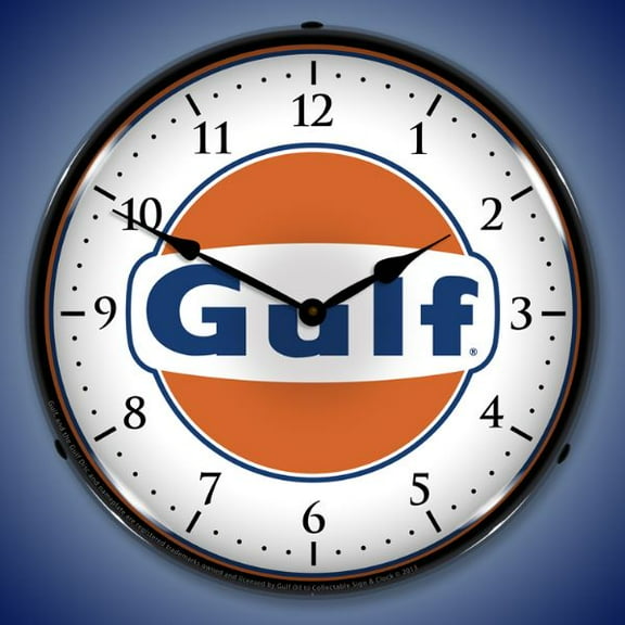 Collectable Sign and Clock Gulf LED Lighted Premium Wall Clock