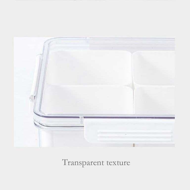 Plastic Divided Serving Tray with Lid 4/5 Individual Dishes Food Storage  Containers Snack Fruit Veggie Candies Serving Platter