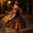 thumbnail image 4 of Odeerbi Kids Girls Halloween Princess Dress Puff Sleeve Tulle Tutu Dress Party Gown, 4 of 5