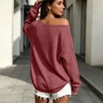 thumbnail image 2 of ZGRBOU Womens Off Shoulder Sweatshirts Oversized Long Sleeve Pullover Fall Asymmetric Neck Drop Shoulder Tops, 2 of 4