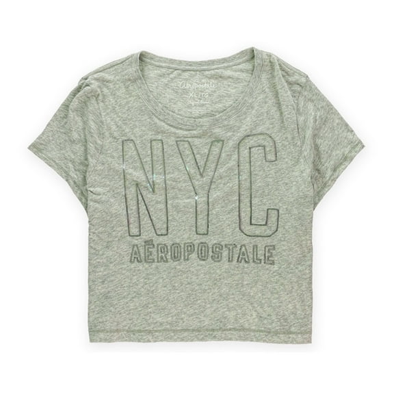 Aeropostale Womens Sequined NYC Embellished T-Shirt, Grey, Juniors, X-Large