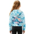 thumbnail image 2 of Xoenoiee Turtle Hibiscus Plumeria Palm Leaves Print Long Sleeve Hoodies for Girls Casual Pullover Half Zip Sweatshirt with Hooded Loose Outwear Coat with Pocket, 11-12 Years, 2 of 7