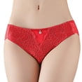 thumbnail image 4 of Gibobby Tangas de sexy mujer 5 pares de ropa interior de encaje de diamante con cintura inferior sin pantalones triangulares de malla transparente para mujer(Rojo,M), 4 of 4