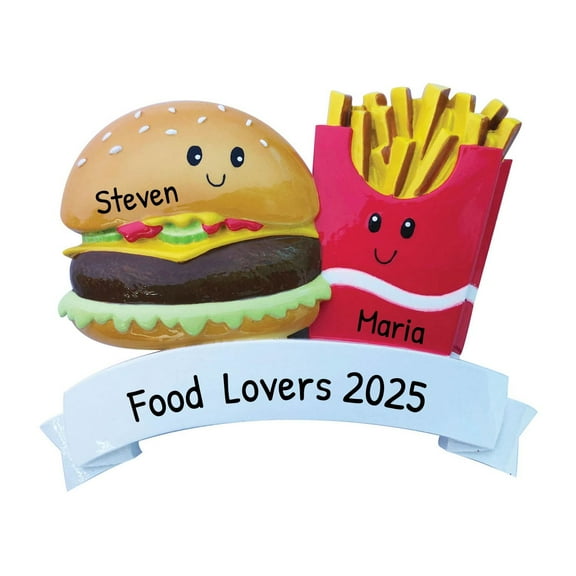 Ornaments by Elves Personalized Burger and Fries Christmas Tree Ornaments 2024 Holiday Decors .25lbs