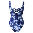 thumbnail image 6 of Sakmal One Piece Swimsuits for Women Slimming Bathing Suit Crew Neck Beach Blue Swimsuit for Women XL, 6 of 6