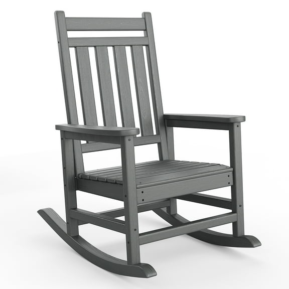 Rocking Chair Outdoor - HDPE Poly High Back Porch Rocker Chairs for Adults - All Weather Resistant Furniture for Patio