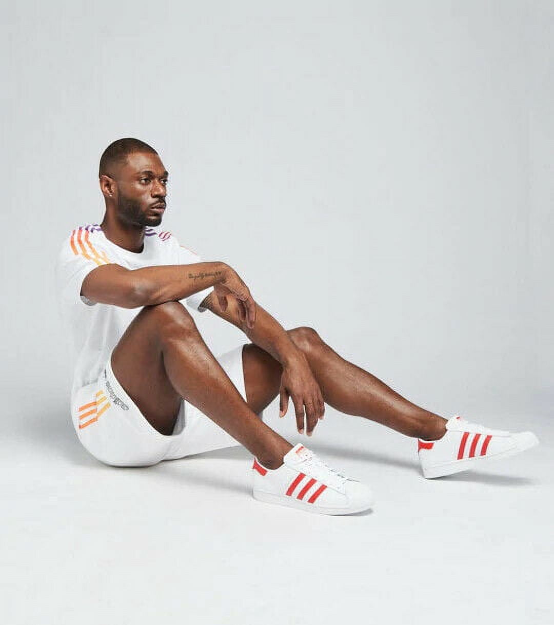 adidas Men's Sportswear 3-Stripes Tee, White/Multicolor, Small