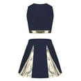 thumbnail image 3 of WOYY Girls Cheerleading Crop Top Skirt Pom-Pom Outfits Sports Day 3Pcs Set, Sizes 12-13, 3 of 6