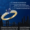 thumbnail image 2 of Gem Stone King 14K Two Tone Gold Blue Created Sapphire and Lab Grown Diamond Engagement Ring for Women | 1.25 Cttw | Round 5MM | Gemstone September Birthstone | Size 6, 2 of 6