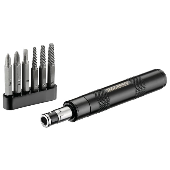 Teng Tools 7 Piece 1/4 Inch Drive Mini Reversible Manual Hand Impact Driver / Extractor Set - IDSE7