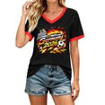 thumbnail image 2 of Women's Football Graphic T-Shirt, Women's V-Neck Short Sleeve Letter Print T-Shirt for Casual Summer for Soccer Tournament 2026 Black Size: L, 2 of 5