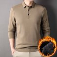 thumbnail image 2 of LNWUY Men's Long Sleeve Shirts Quick Dry Performance Shirt Spring Autumn Solid Color Padded Keep Warm Button T-Shirts Brown XL, 2 of 7