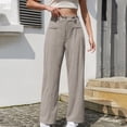 thumbnail image 2 of UAMVSH Corduroy Pants for Women High Waisted Button Work Dress Pants Comfy Wide Leg Business Casual Slacks with Pockets, 2 of 5