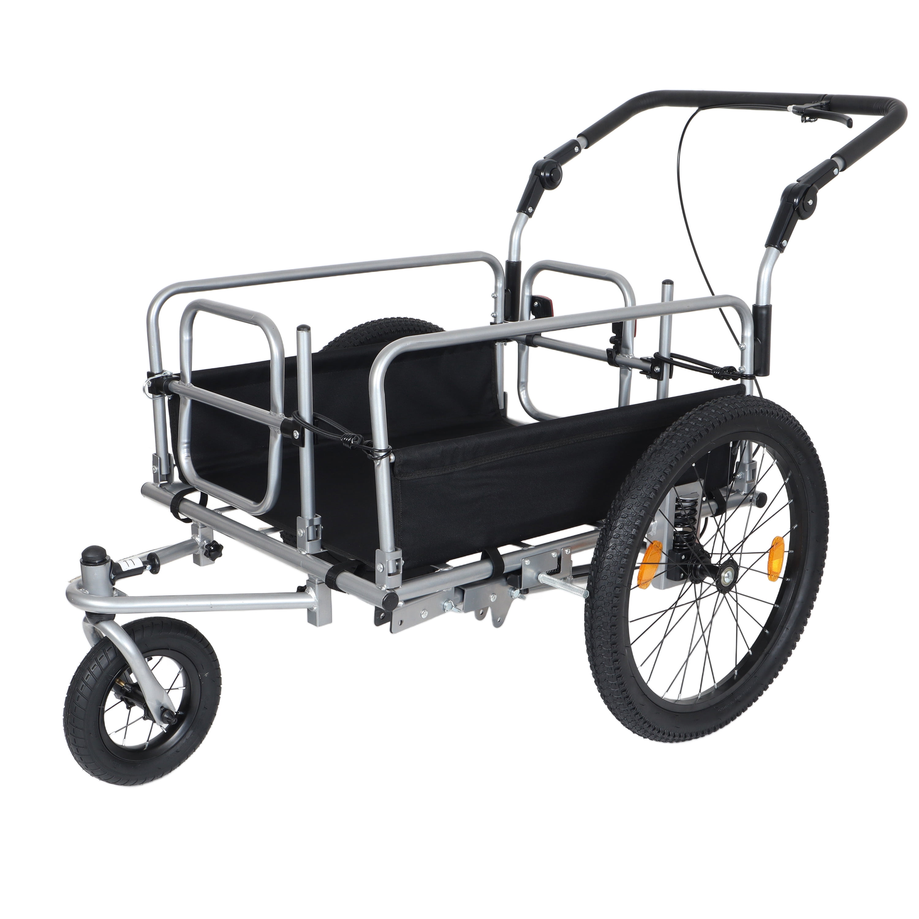 3-in-1 Heavy-Duty Bike Cargo Trailer Bike Compatible Steel Frame, 110lb Capacity, Convertible Stroller & Pull Cart w/Suspension, 20 *2-3/8" FAT tire