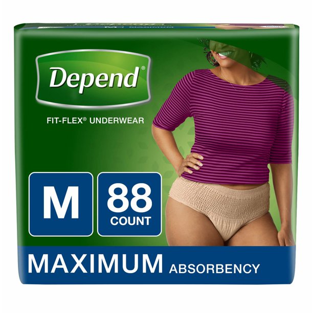 Depend FitFlex Maximum Absorbency Underwear for Women, 88 ct. MEDIUM