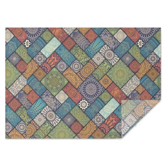 Boho Bohemia Flower Rectangle Tablecloth 60"x84",Waterproof Polyester Rectangle Table Cloth, Wipeable Spillproof Polyester Tablecloth for Dining, Camping, Indoor and Outdoor