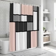 thumbnail image 5 of Shower Curtain Modern Geometric Splicing Bathroom Curtains with Hooks, Waterproof Fabric Abstract Pink Blocks Bath Shower Curtains Set for Bathroom Bathtubs Decor 72x72 Inch, 5 of 9