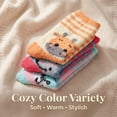 thumbnail image 3 of Colorfut Women's 3-Pairs Cozy Microfiber Anti-Skid Soft Colorful Patterned Fuzzy Crew Socks&nbsp;Slipper (with non-slip silicone grippers) FZ45-B, 3 of 5