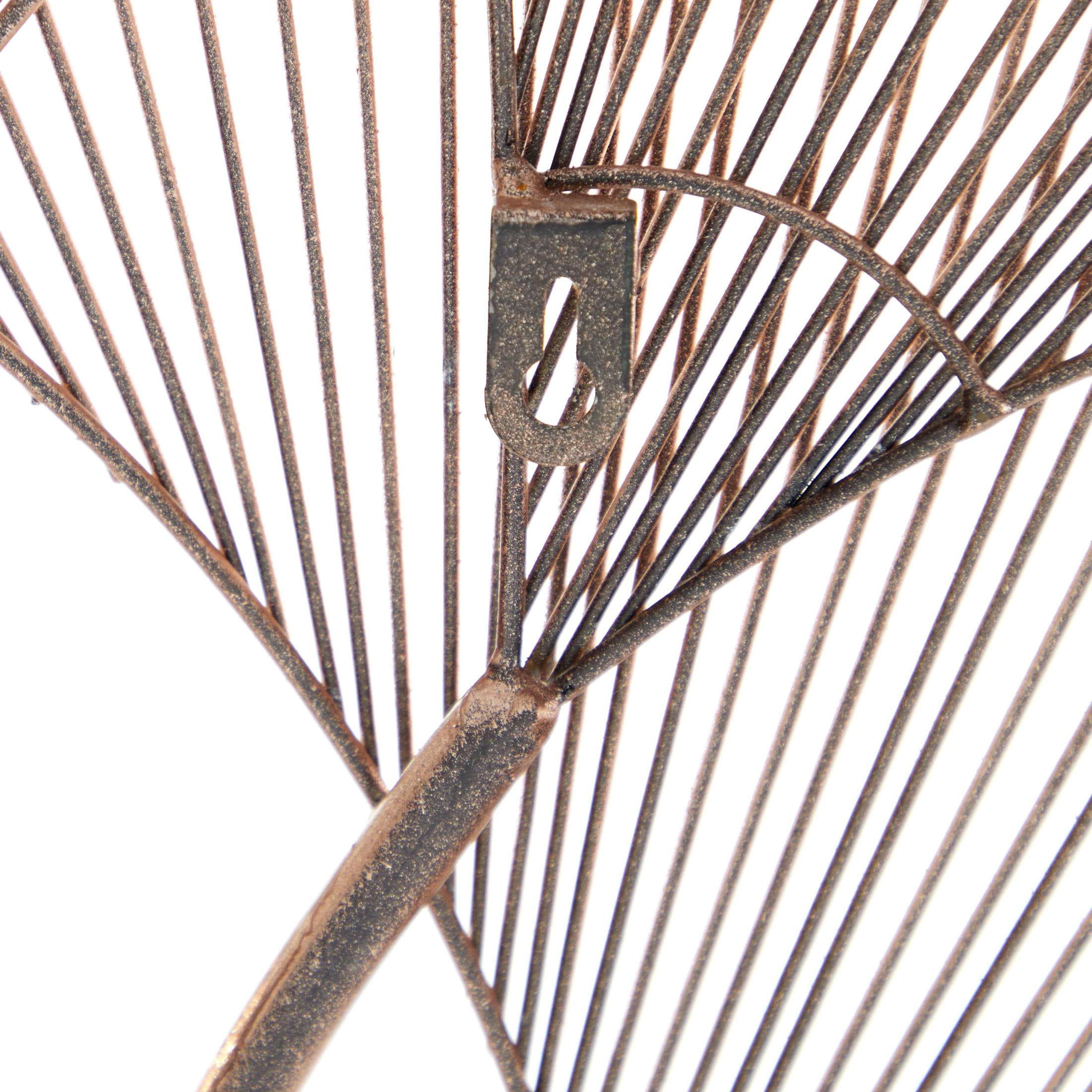 DecMode Copper Metal Wire Cutout Ginkgo Leaf Floral Wall Decor