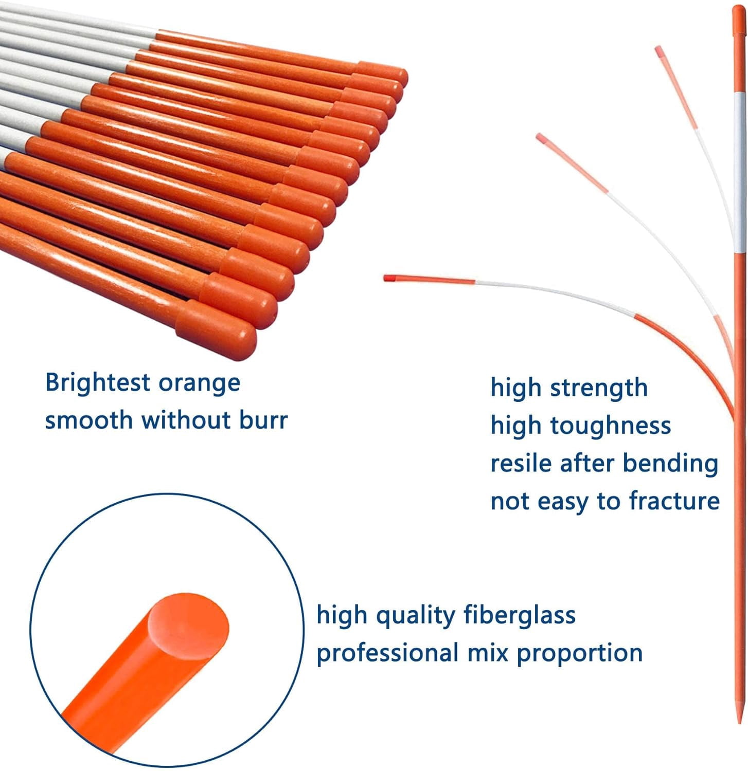 labwork 100 Pack 48" Reflective Driveway Markers Fiberglass Poles Red Plowing Stakes