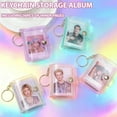 thumbnail image 2 of With Keychain Mini Photo Album, Mini Photo Album Simple DIY Storage Card Holder, Button Design Pvc Portable Pocket,for Picture Wedding Anniversary Birthday Valentine Gift, 2 of 10