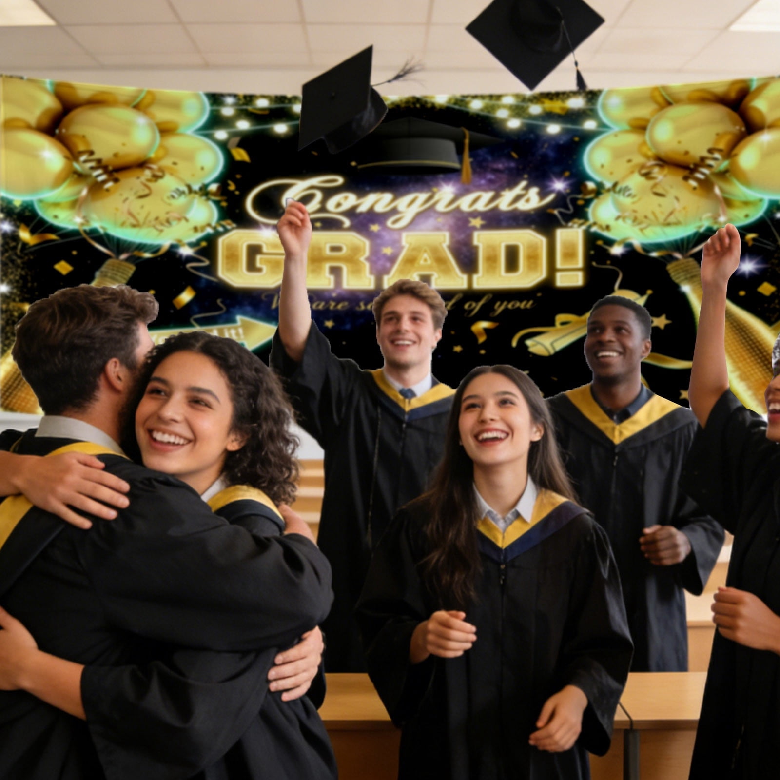 Win s Way 2026 Graduation Banner Customizable Class Of Horizontal for Outdoor Party Celebration Large Sign