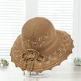 thumbnail image 2 of YooGuoGuo Womens Ruffled Flowers Beach Hat Wide Brim Straw Sun Hat Foldable Floppy Summer Cap for Travel Decoration, 2 of 7