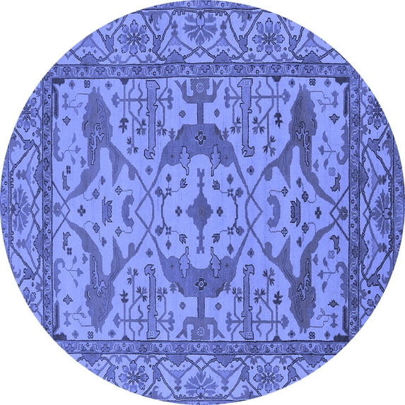 Ahgly Company Indoor Round Oriental Blue Industrial Area Rugs, 3' Round