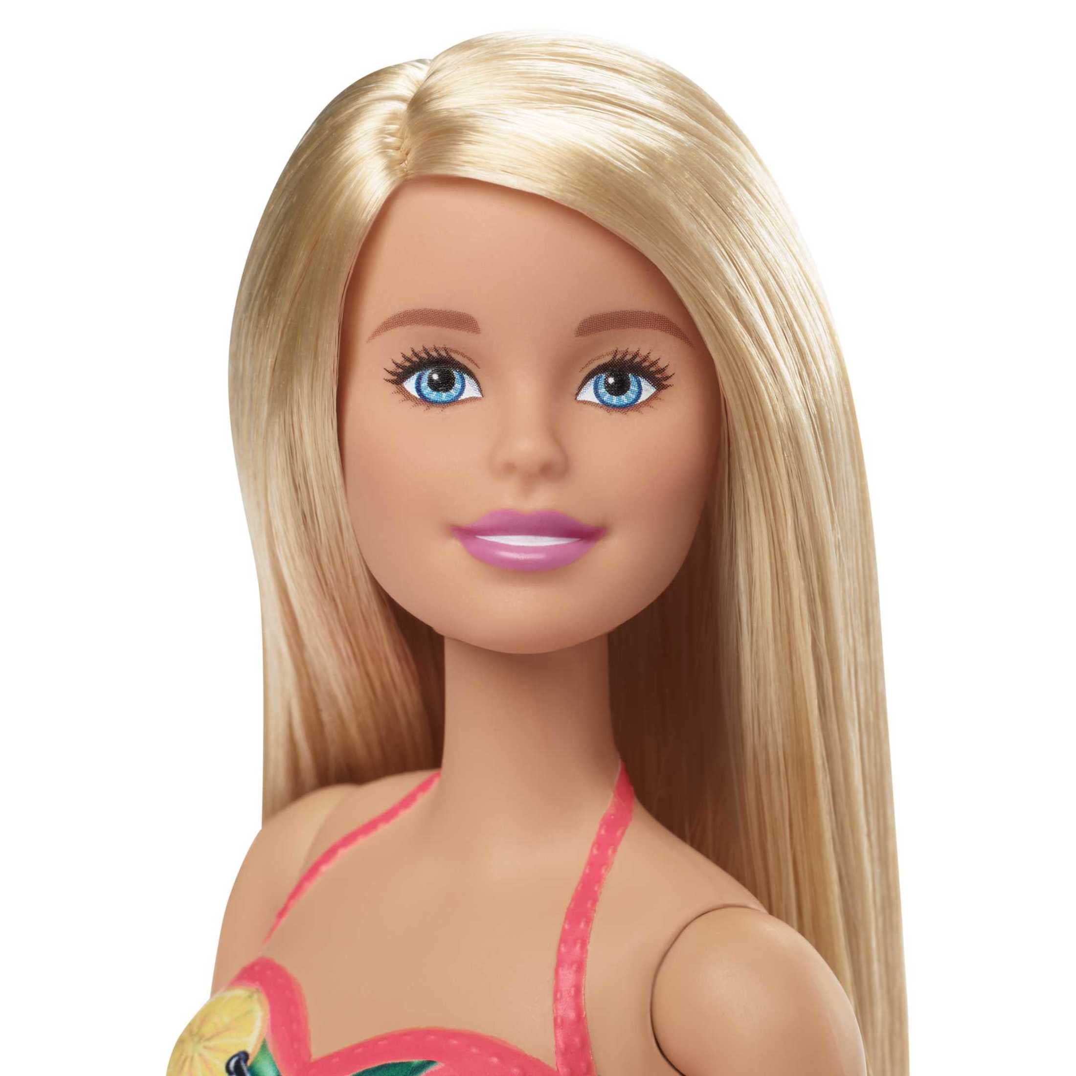 Barbie Doll and Pool Playset with Slide and Accessories, Blonde in Tropical Swimsuit