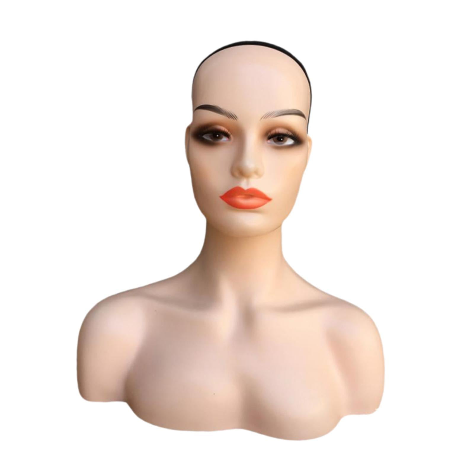 Serenable Female Mannequin Head Manikin Head Circumference 53cm Showing Stand Holder for Earrings Display Home Salon D