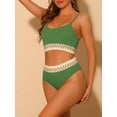 thumbnail image 2 of DARING DIVA 2 Pieces High Waisted Ribbed Swimsuit Swimwear S Army Green, 2 of 6