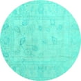 thumbnail image 1 of Ahgly Company Machine Washable Indoor Round Oriental Turquoise Blue Traditional Area Rugs, 5' Round, 1 of 4