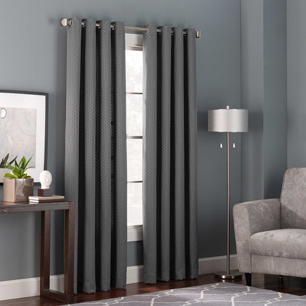Bianca 95 1 Grommet Window Curtain Panel Charcoal