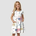 thumbnail image 2 of Gubotare Girls 4th of July Dress Girls Dress Short Sleeve Sleepshirts Heart Print Princess Daily Dress (White,Size 7-8 Years), 2 of 7