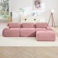 thumbnail image 3 of L-Shaped Modular Sofa, No Assembly, Ergonomic Design, Pet-Friendly Luxury Corduroy Fabric, Extra-Wide Curved Armrests, 32D High-Resilience Sponge, for Living Rooms Bedroom, Pink, 3 of 9