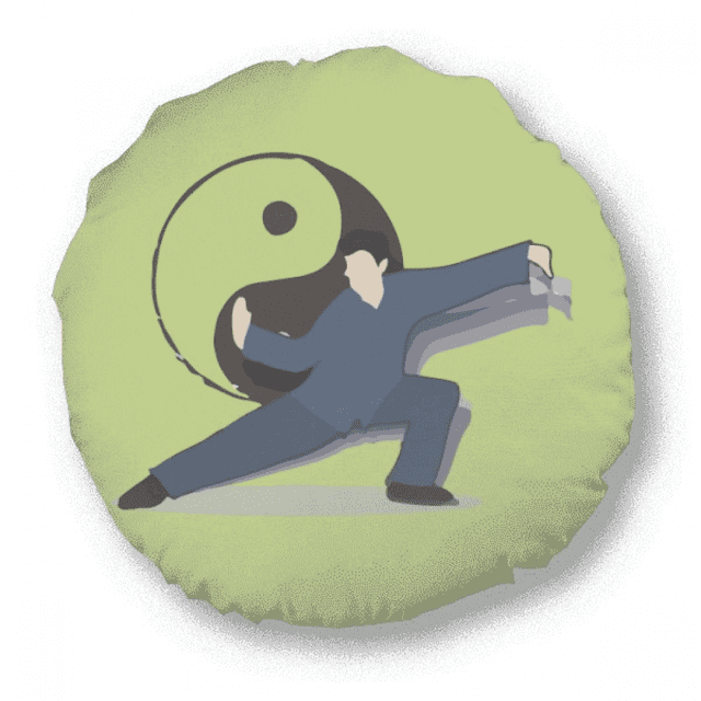 Chinese Kung Fu Tai Boxing Gossip Round Throw Pillow Home Decoration Cushion
