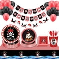 thumbnail image 2 of Vajilla desechable para fiesta temática de pirata, decoración de pancarta, servilletas para niños, platos de papel, suministros para fiesta de cumpleaños, 2 of 4