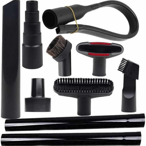 10 Pcs Universal Vacuum Attachments for Shop*Vac ™ Accessories - 2 1/2" to 1 1/4" and 1 7/8" to 1" Vacuum Hose Adapter Kit, Vacuum Brush Attachment Flexible Crevice Tool, Vacuum Extension Wand