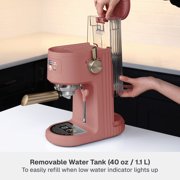 Thyme & Table Barista Mini Espresso Machine with 15-Bar Pressure and Steam Wand, Faded Rose