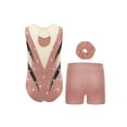 thumbnail image 2 of Haitryli Kids Girls Sparkly Rhinestones Color Block Gymnastic Bodysuit Tumbling Dance Unitard With Shorts Hairband Set Dusty Pink 16, 2 of 3