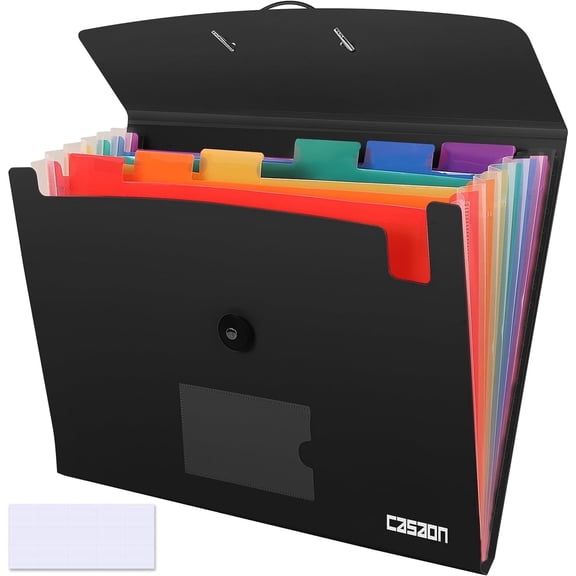 Accordion File Organizer, 7-Pockets Expanding File Folder for A4 Letter Size Paper, Black