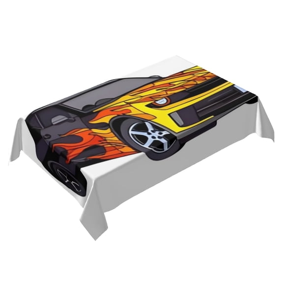 Hot Wheel Themed Square Tablecloth 54 * 72 Inches Durable Stylish