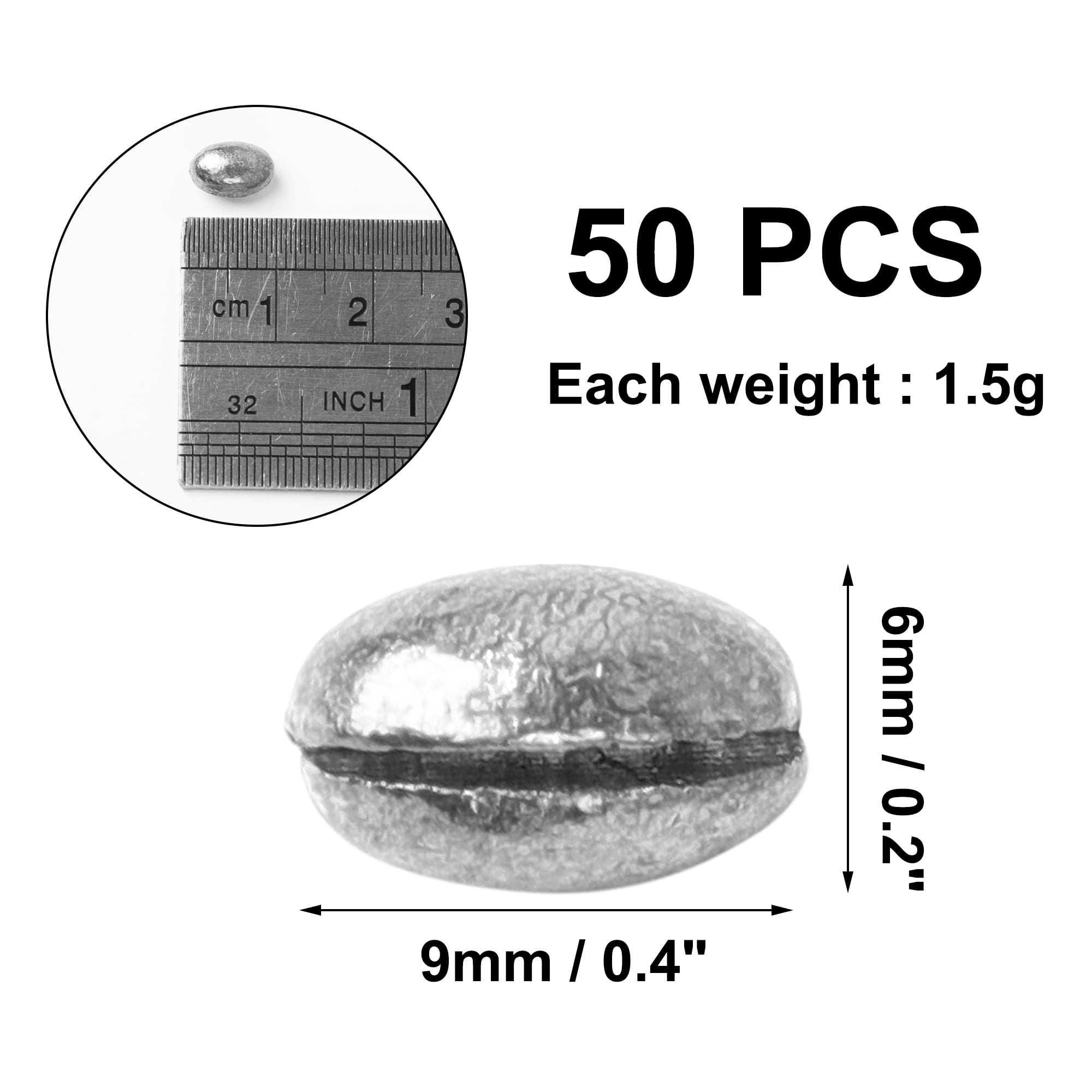 Unique Bargains 50Pcs Oval Shape Fishing Weights Split Shots Sinkers