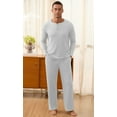 thumbnail image 2 of QDG Men's Pajama Set Soft Henley Neck Long Sleeve Top and Pants Brushed Ribbed Lounge Sleep Sets, 2 of 7