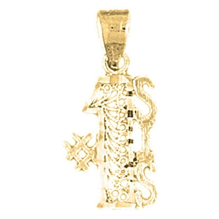 18K Yellow Gold #1 Sis Pendant - 23 mm
