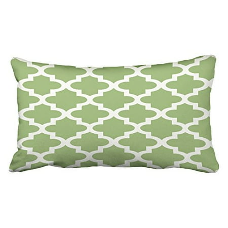 Olive Throw WinHome Decorative Olive Green and White Moroccan Quatrefoil Pattern Throw Pillow Case Decorative Cushion Covers Home Sofa Size 20x30 inches Two Side ()
