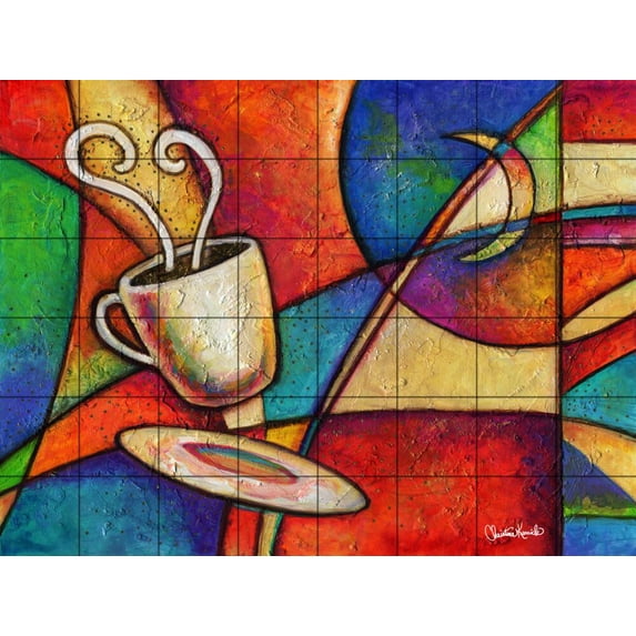 Tile Mural Kitchen Backsplash - Moonlight Diner - by Christine Kerrick