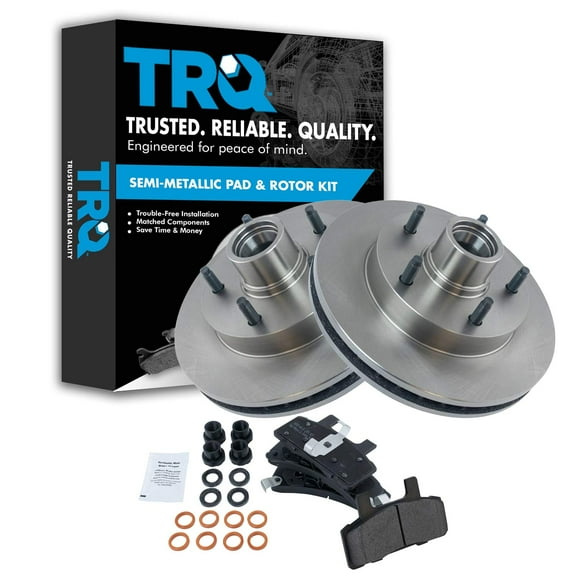 TRQ Front Brake Pad & Rotor Kit Brake Pads Brake Rotor Semi-Metallic Fits Select 1994-1999 Dodge Ram 1500