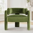 thumbnail image 6 of Pirecart Velvet Accent Chair, Upholstered Reading Chair with 3 Legs, Comfy Barrel Chairs for Living Room, Bedroom, Side Arm Chair, 286 lbs, Green, 6 of 8