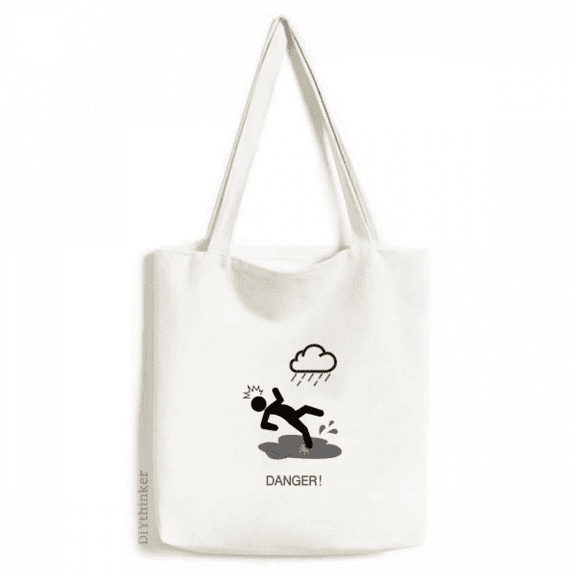 Logo Slippery Road Be Carefull Tote Canvas Bag Shopping Satchel Casual Handbag